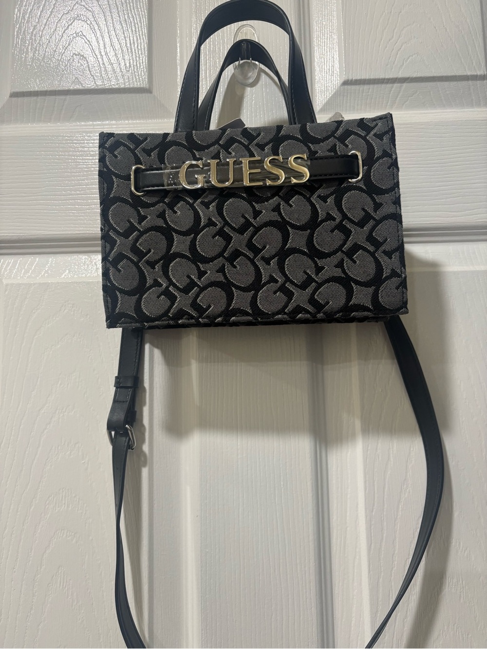 GUESS Black & Gray Signature Logo Crossbody Bag